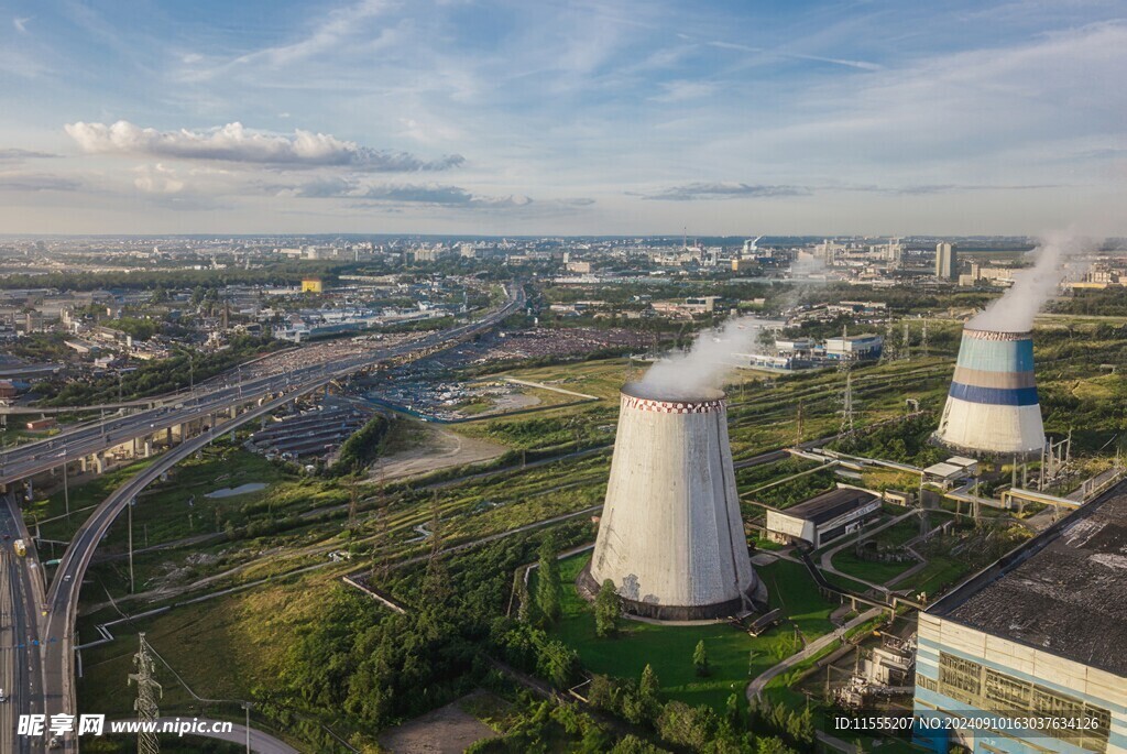 火力发电站燃煤发电厂冷却塔图片