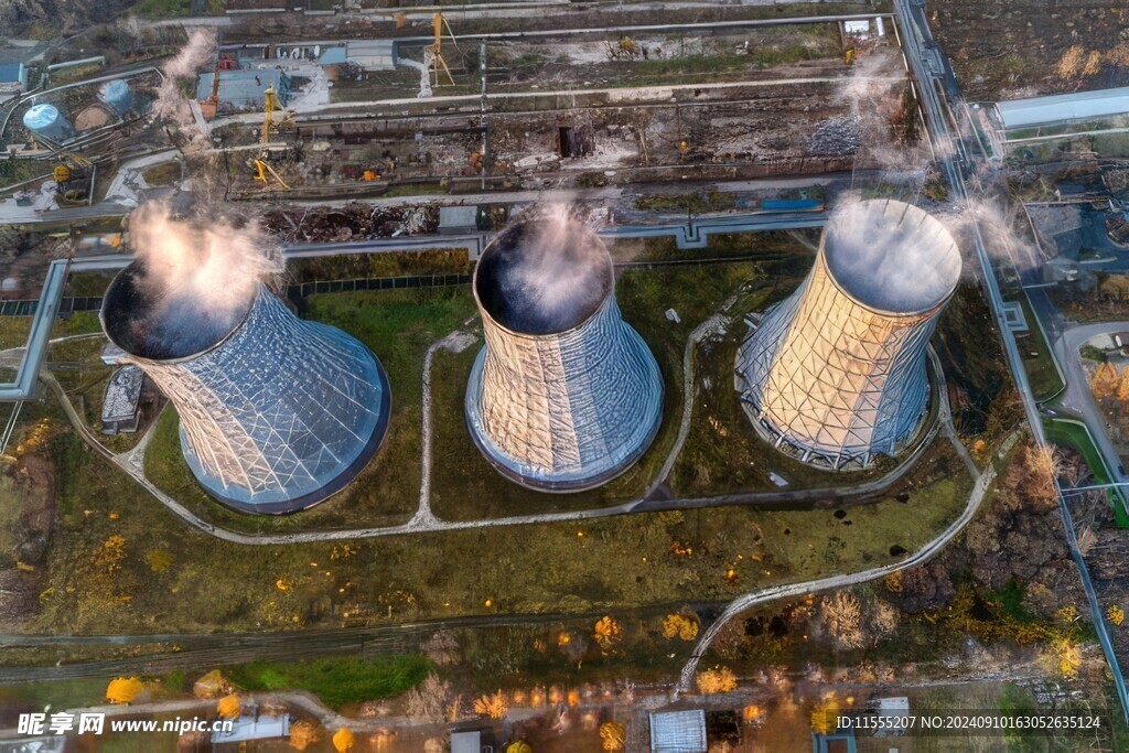 火力发电站燃煤发电厂冷却塔图片