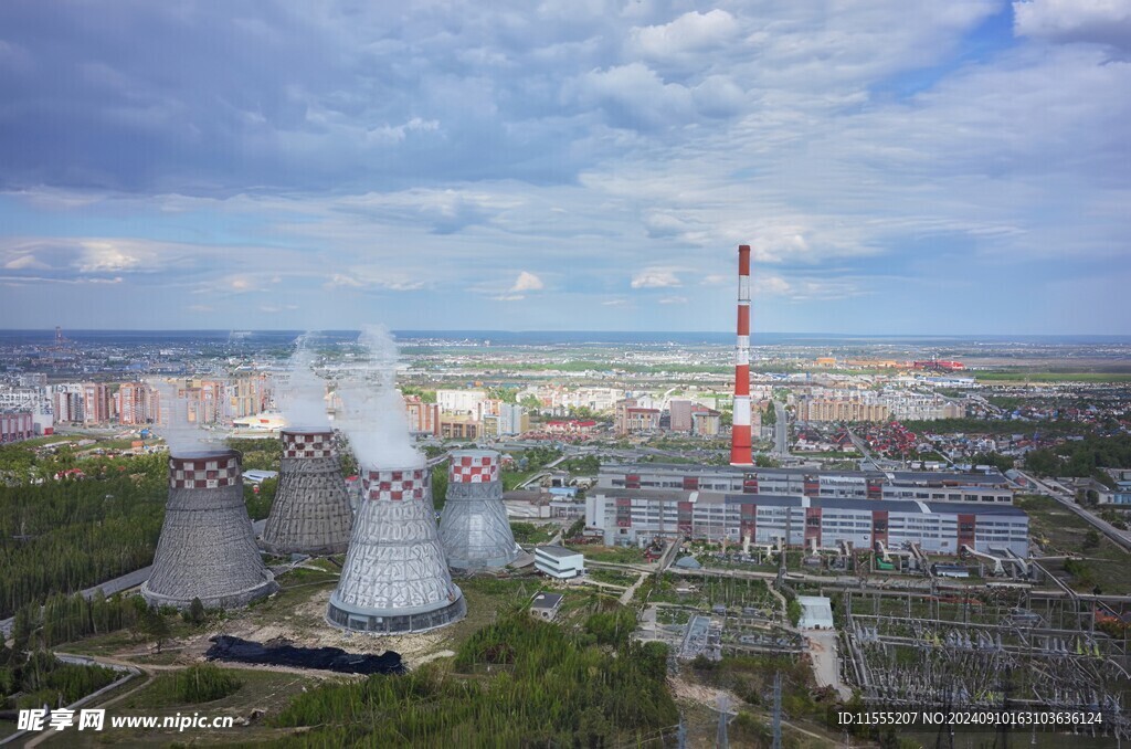 火力发电站燃煤发电厂冷却塔图片
