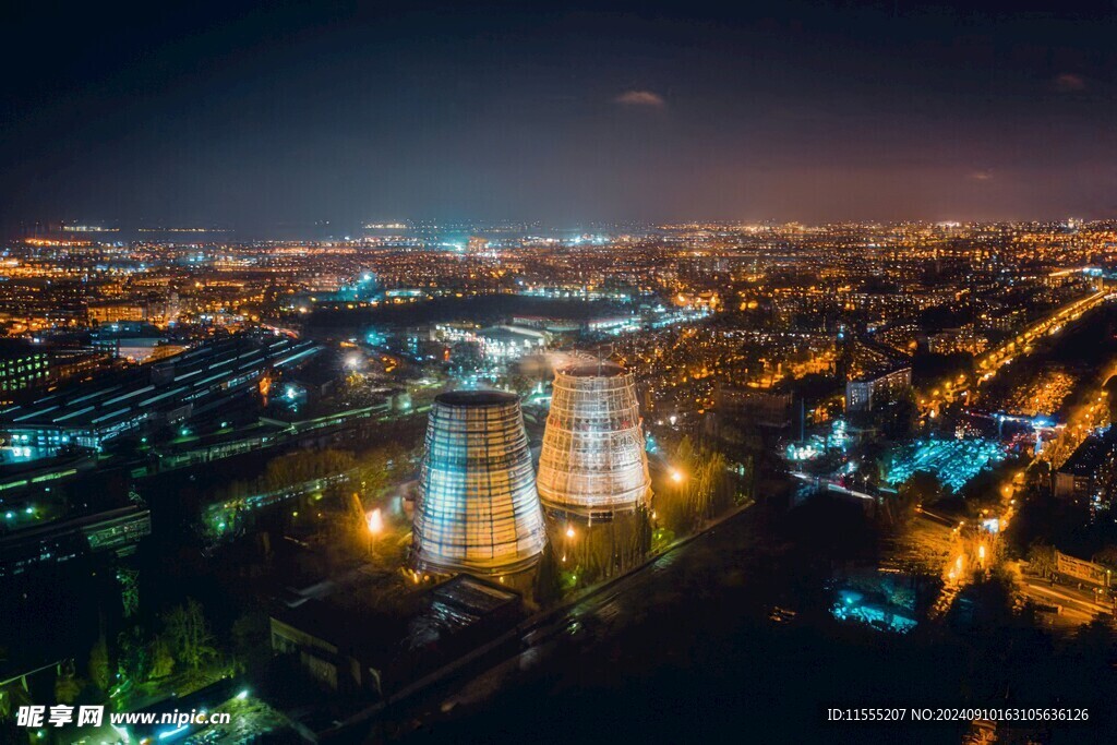 火力发电站燃煤发电厂冷却塔图片