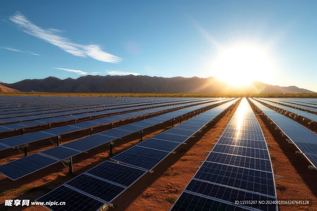 太阳能发电站硅板发电清洁能源