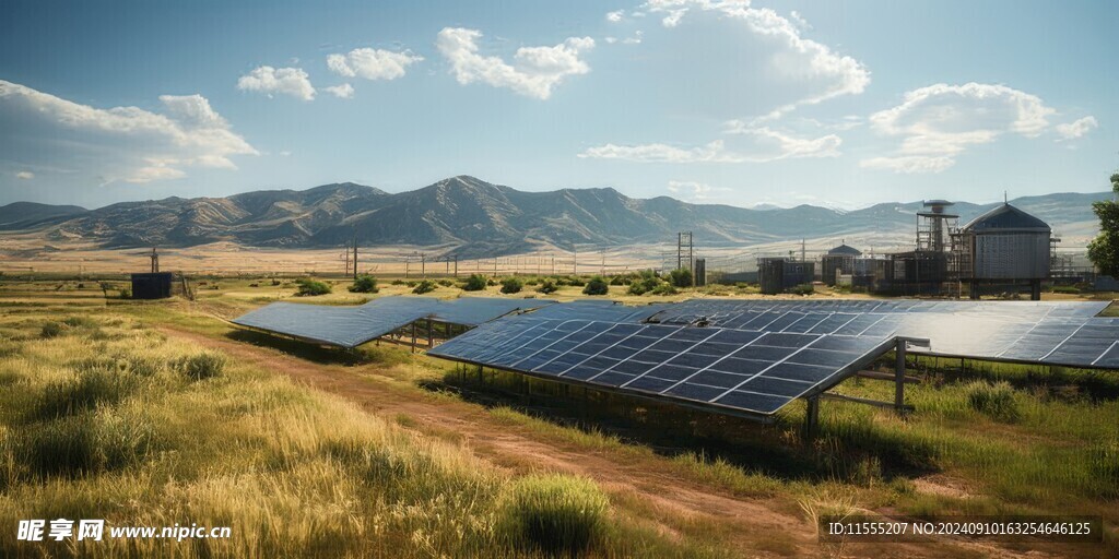 太阳能发电站硅板发电清洁能源