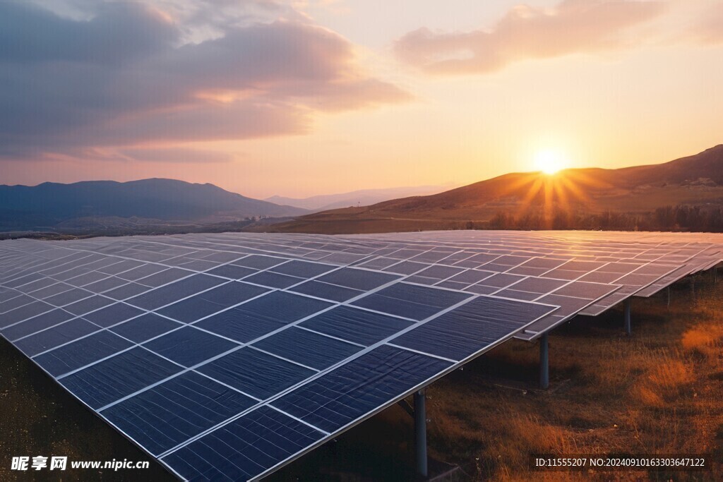 太阳能发电站硅板发电清洁能源