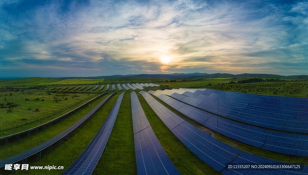 太阳能发电站硅板发电清洁能源