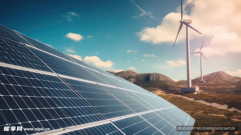 太阳能发电站硅板发电清洁能源