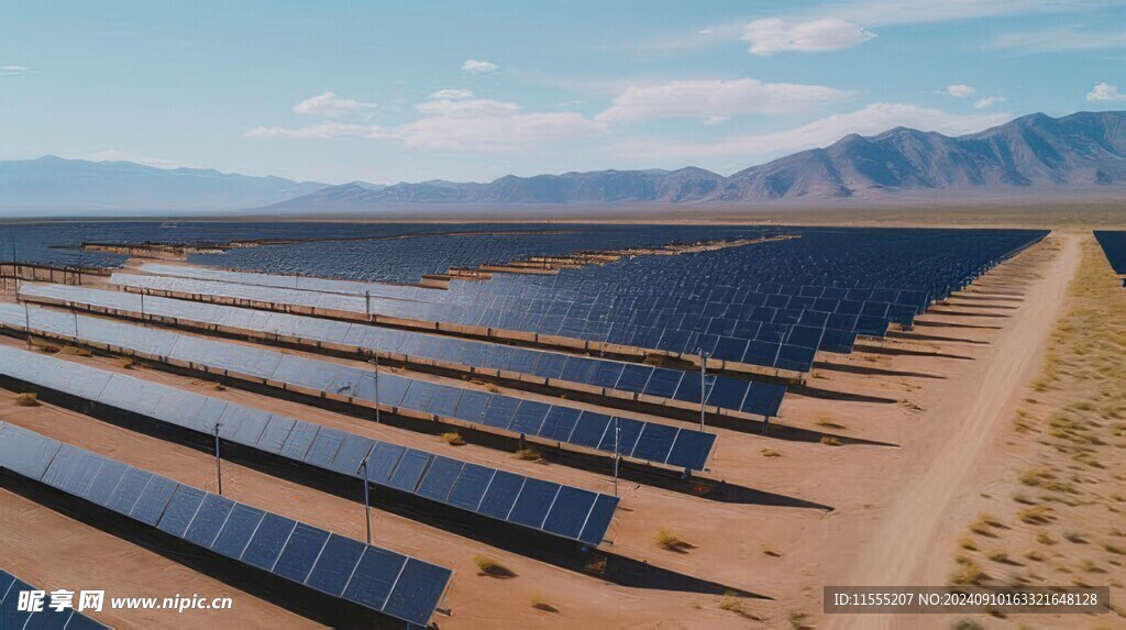 太阳能发电站硅板发电清洁能源