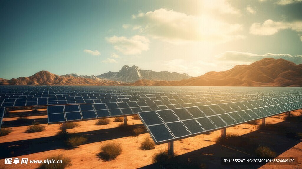 太阳能发电站硅板发电清洁能源