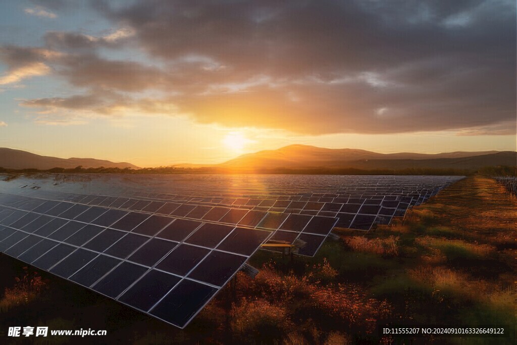 太阳能发电站硅板发电清洁能源