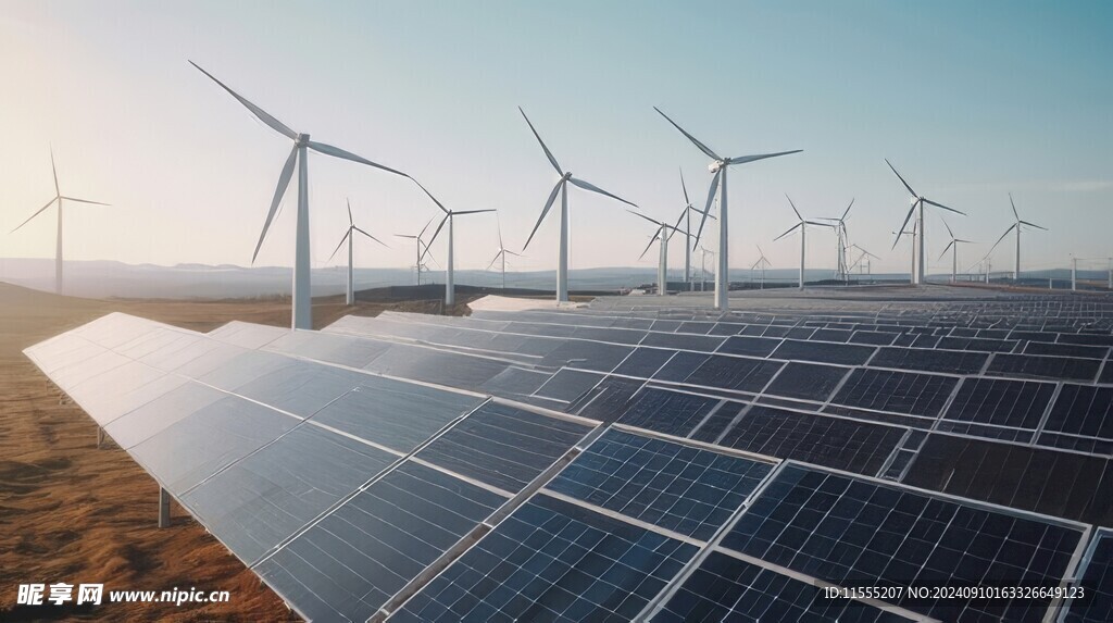 太阳能发电站硅板发电清洁能源