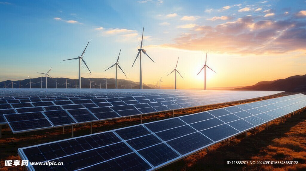 太阳能发电站硅板发电清洁能源