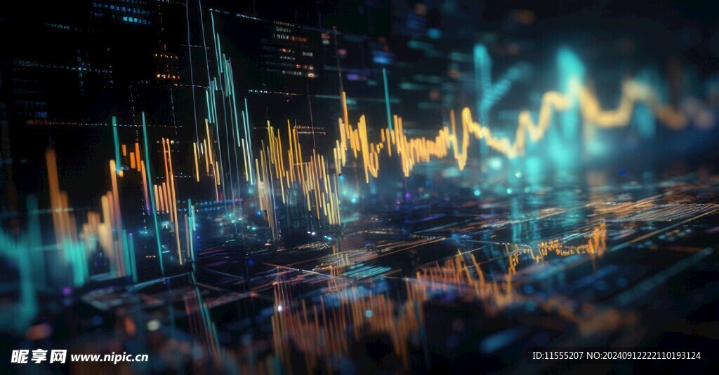 财务数据图表统计全息影像