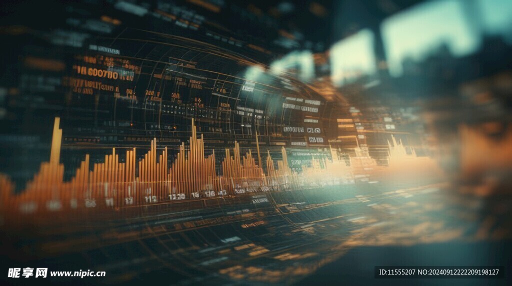 财务数据图表统计全息影像