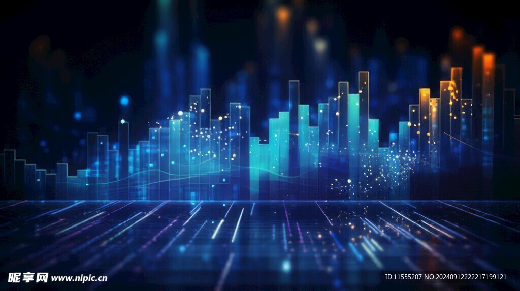 财务数据图表统计全息影像