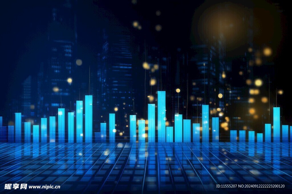 财务数据图表统计全息影像