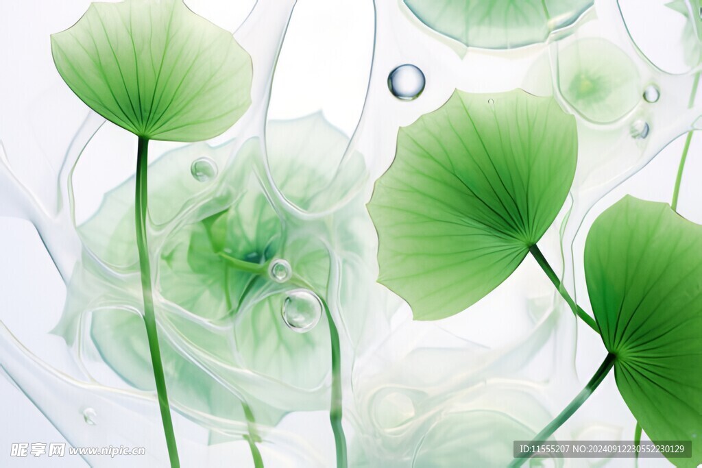 清爽荷叶叶子四叶草铜钱草露珠