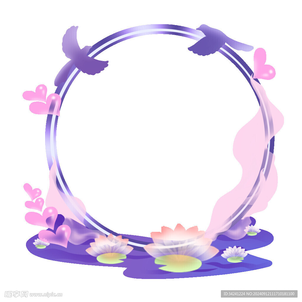 爱情鸟花环素材