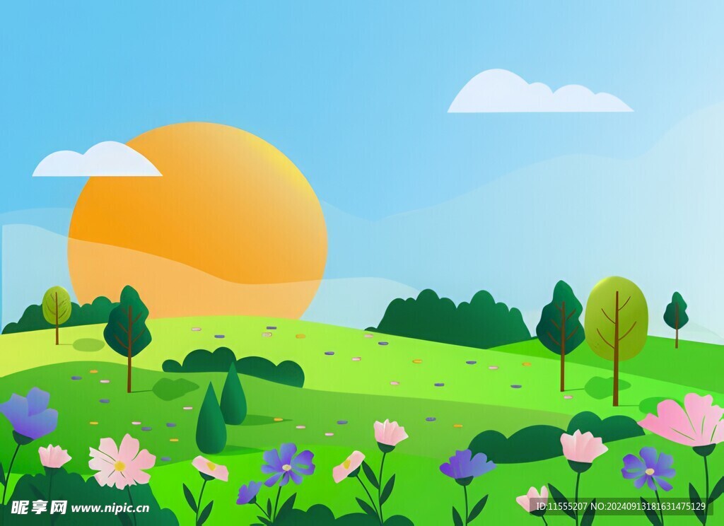 春光明媚户外风景鲜花草地