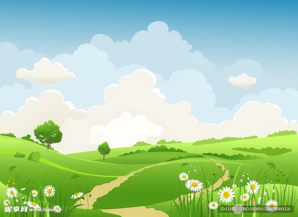 春光明媚户外风景鲜花草地