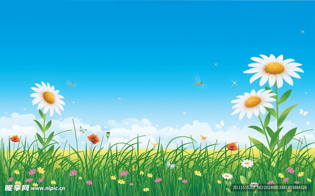 春光明媚户外风景鲜花草地