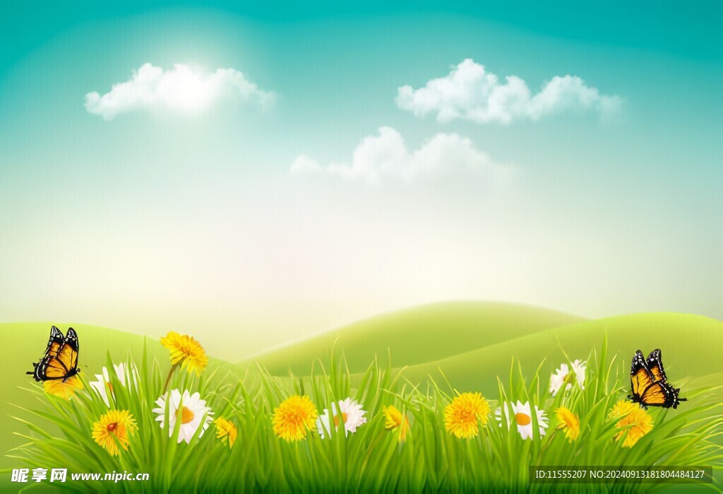 春光明媚户外风景鲜花草地