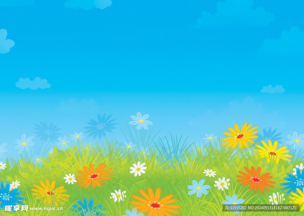 春光明媚户外风景鲜花草地