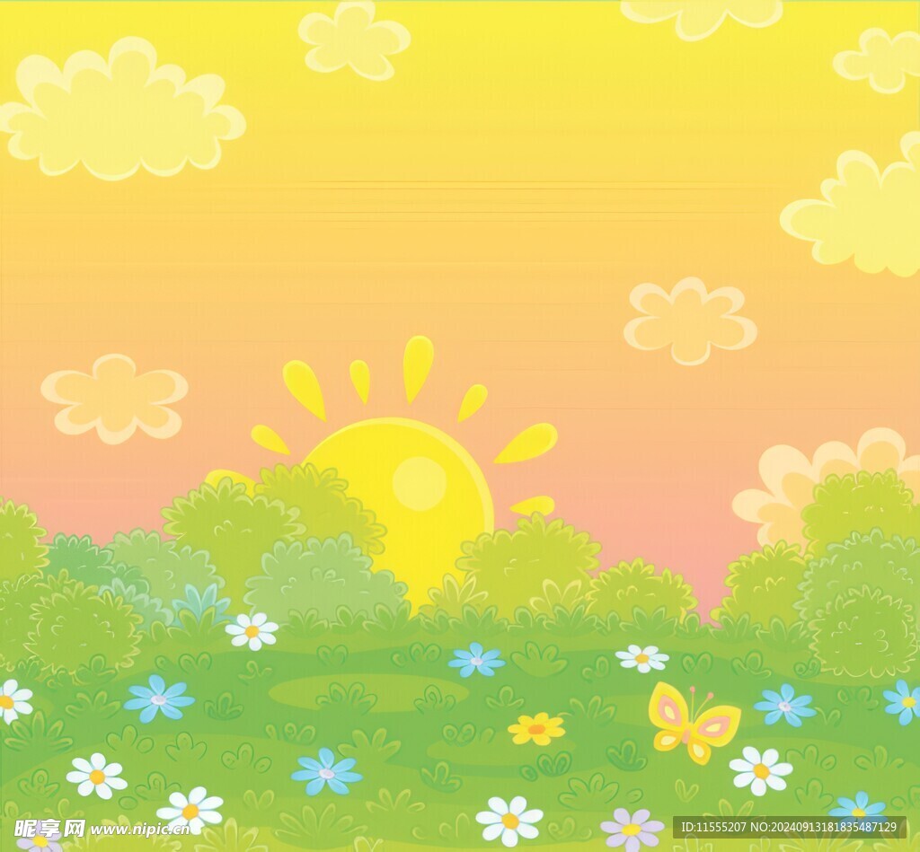 春光明媚户外风景鲜花草地