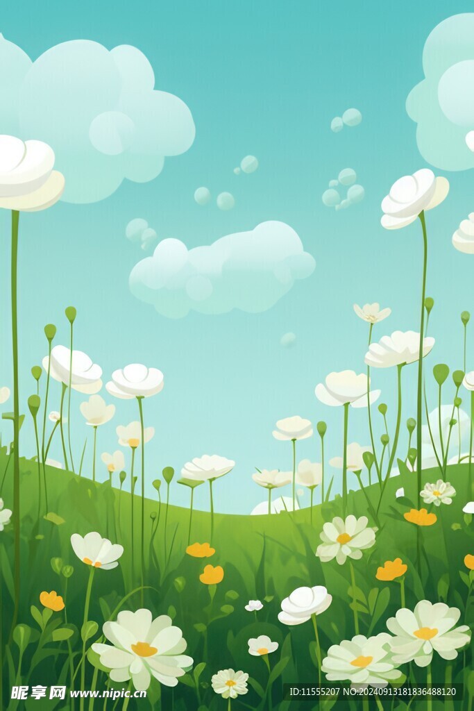 春光明媚户外风景鲜花草地