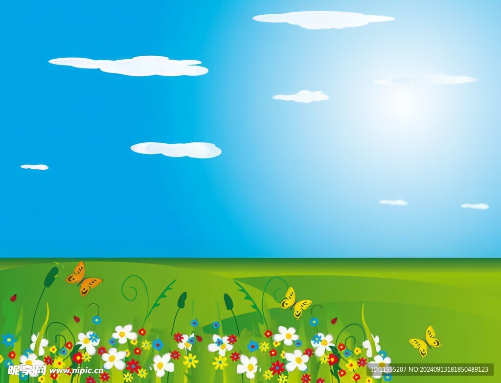 春光明媚户外风景鲜花草地