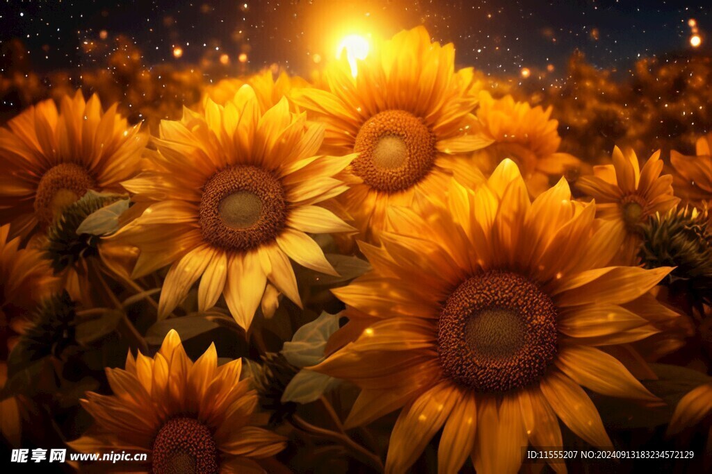 阳光下向日葵秋季丰收场景