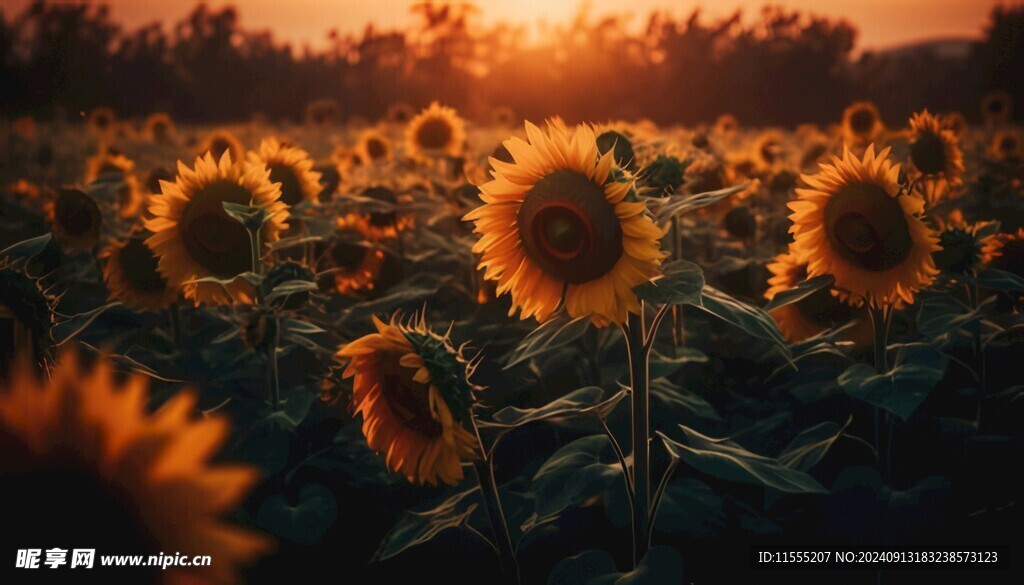 阳光下向日葵秋季丰收场景