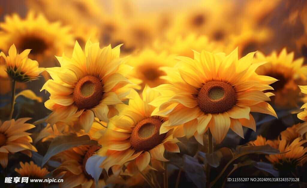 阳光下向日葵秋季丰收场景