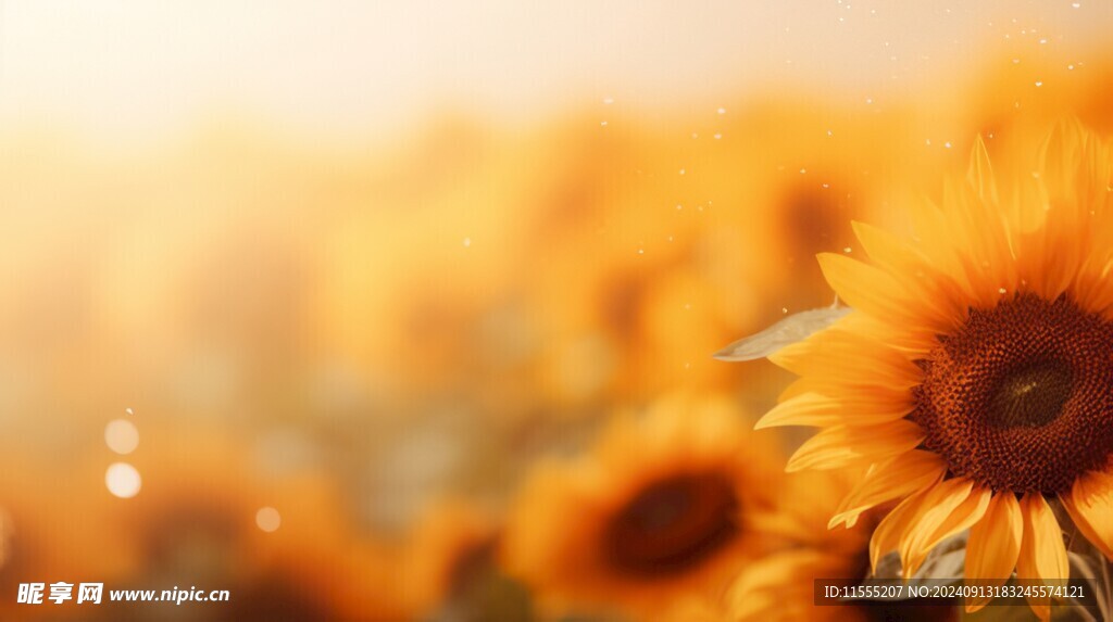 阳光下向日葵秋季丰收场景