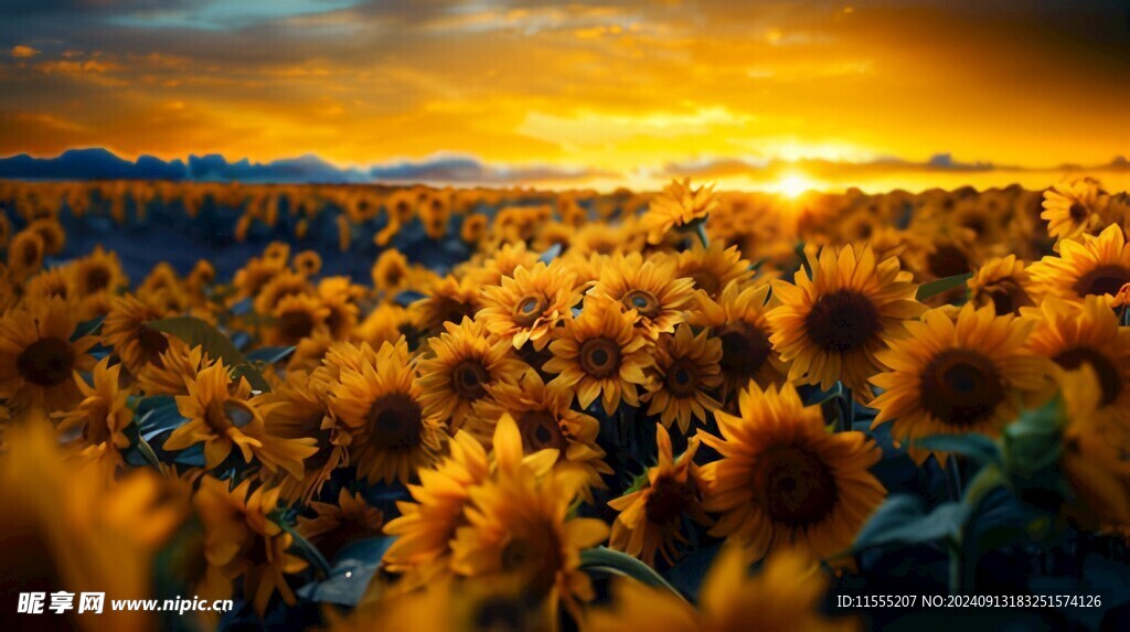 阳光下向日葵秋季丰收场景