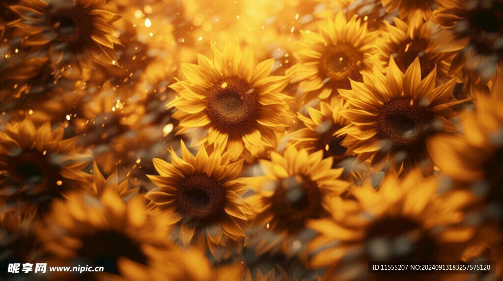 阳光下向日葵秋季丰收场景