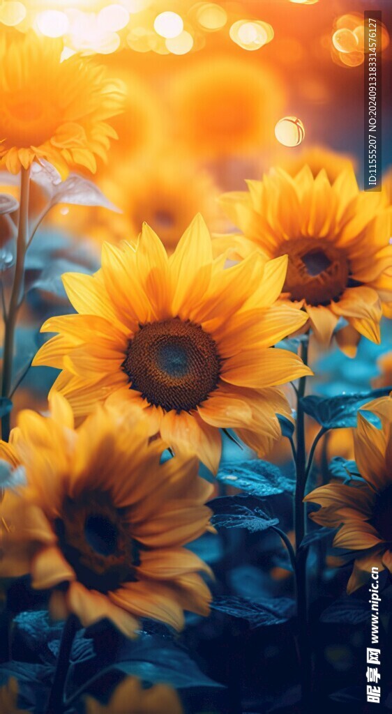 阳光下向日葵秋季丰收场景