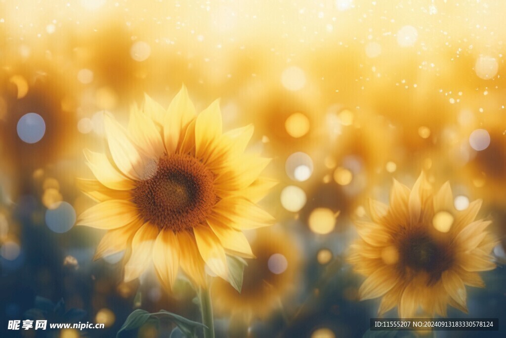 阳光下向日葵秋季丰收场景