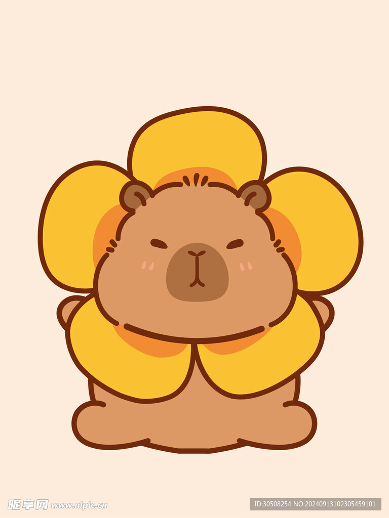 卡通水豚 卡皮巴拉 水豚插画 