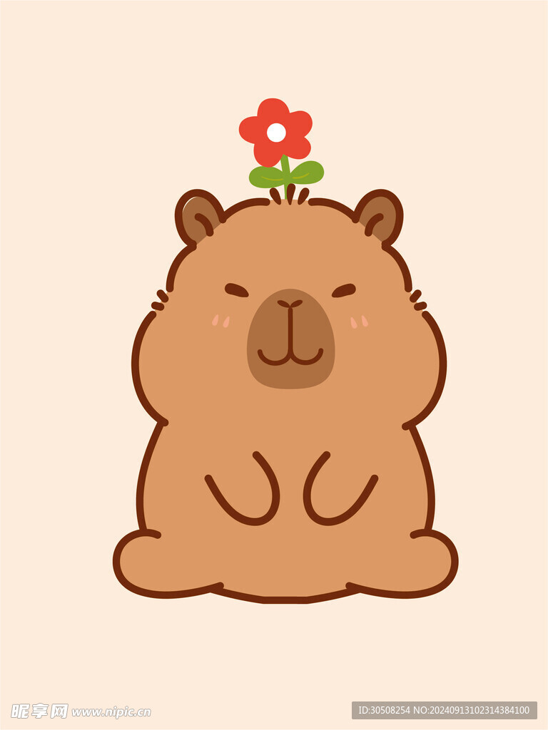 卡通水豚 卡皮巴拉 水豚插画 