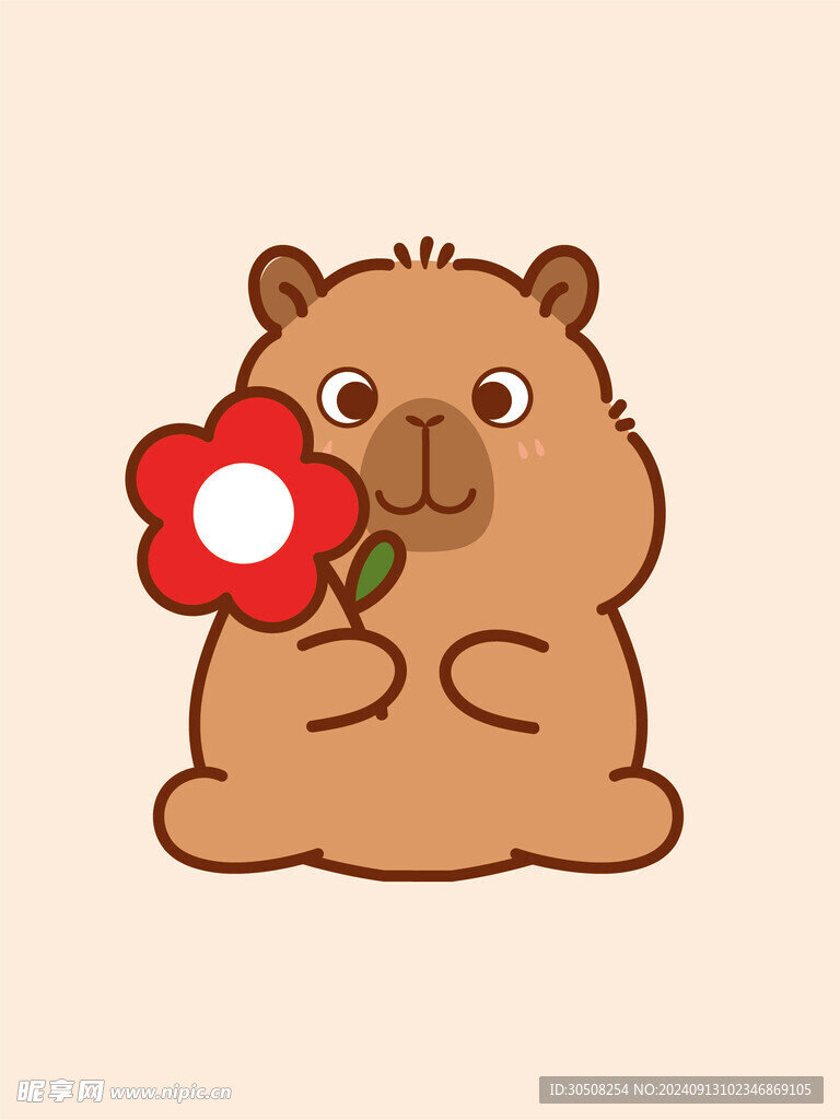 卡通水豚 卡皮巴拉 水豚插画 