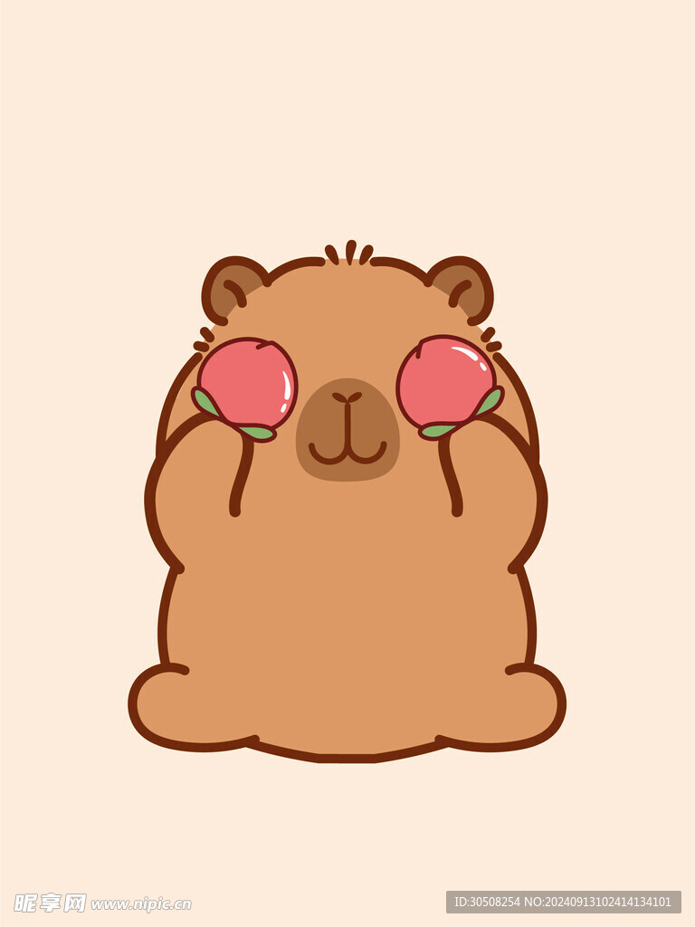 卡皮巴拉 水豚插画 卡通水豚 