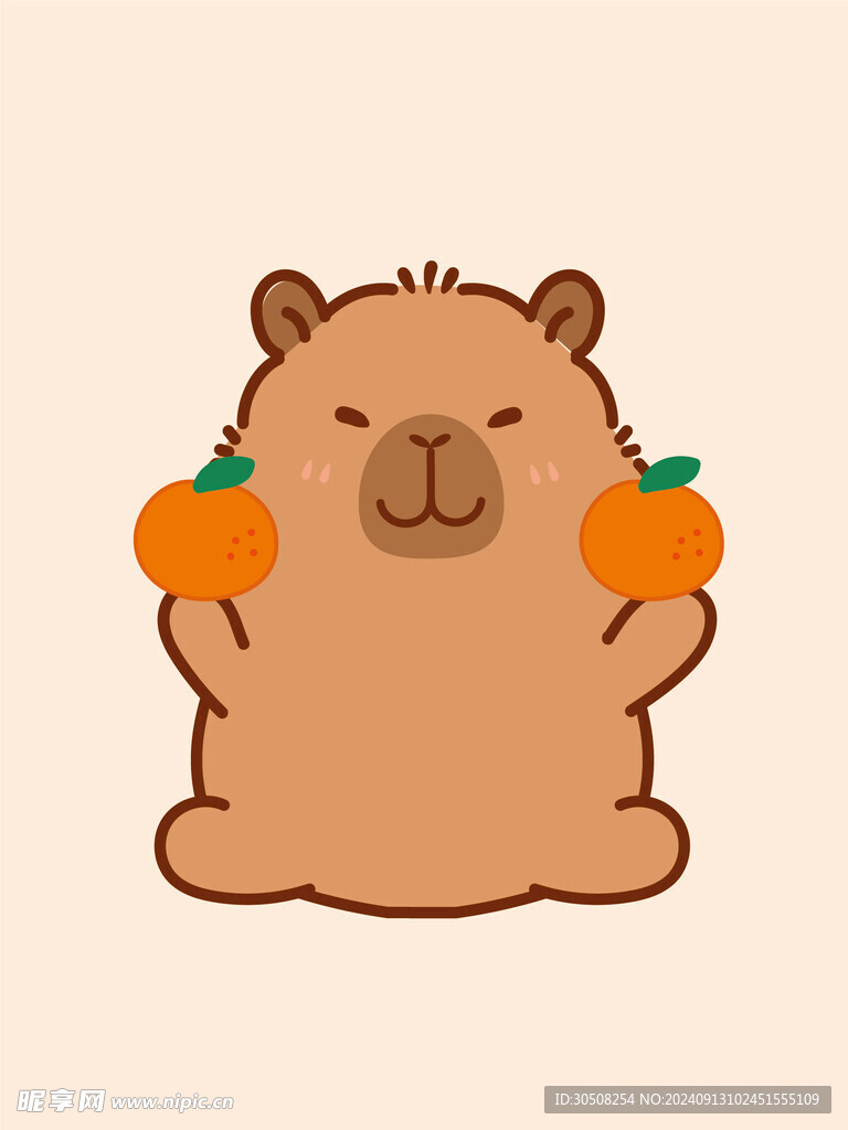 卡皮巴拉 水豚插画 卡通水豚 