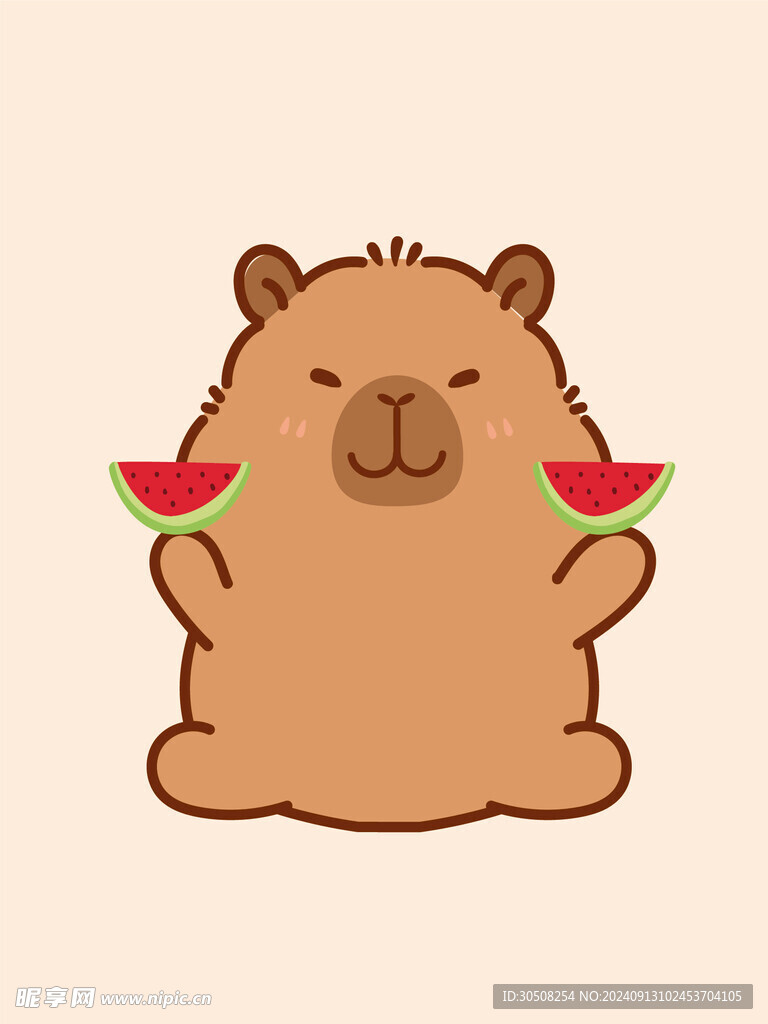 卡皮巴拉 水豚插画 卡通水豚 