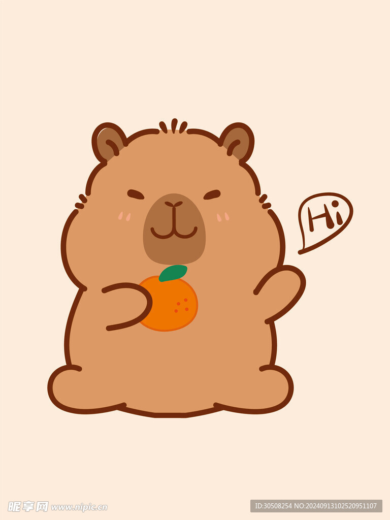 卡皮巴拉 水豚插画 卡通水豚 