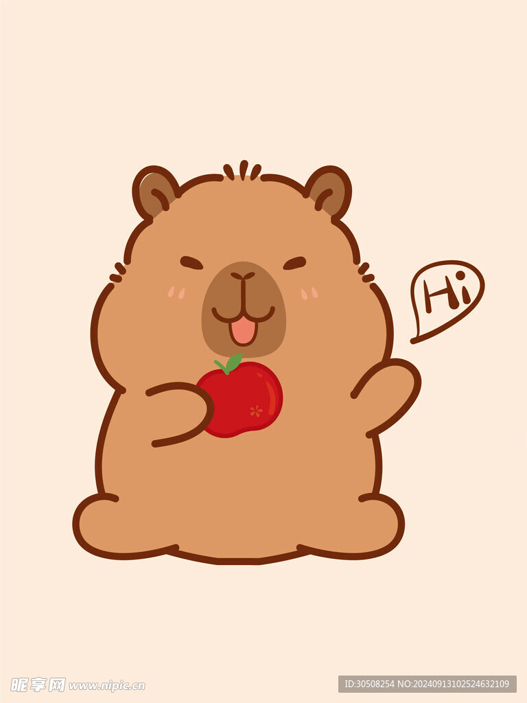 卡皮巴拉 水豚插画 卡通水豚 