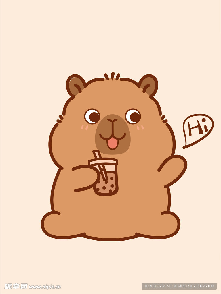 卡皮巴拉 水豚插画 卡通水豚 