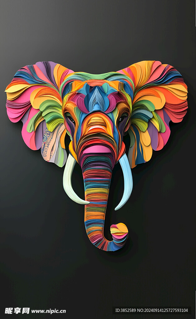 彩色大象头像
