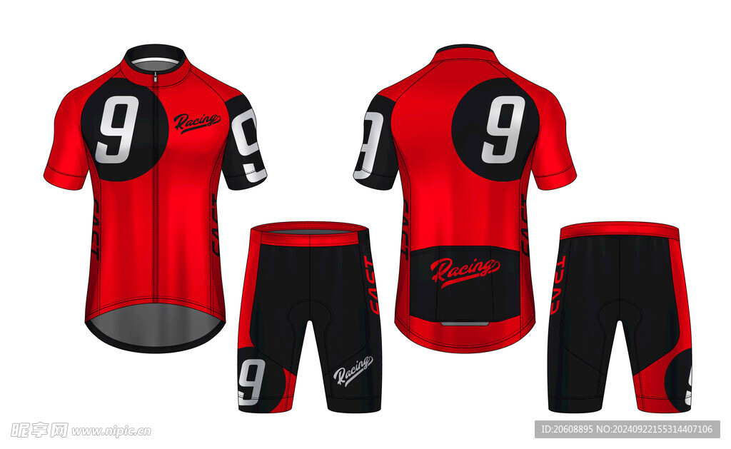 单车衣服骑行服运动服矢量效果图