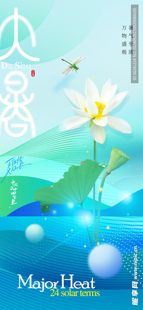 大暑节气宣传海报展板