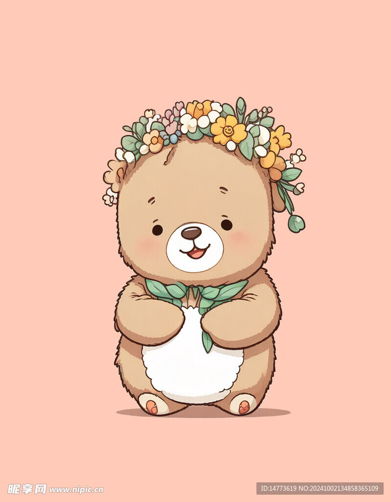 戴花环的小熊