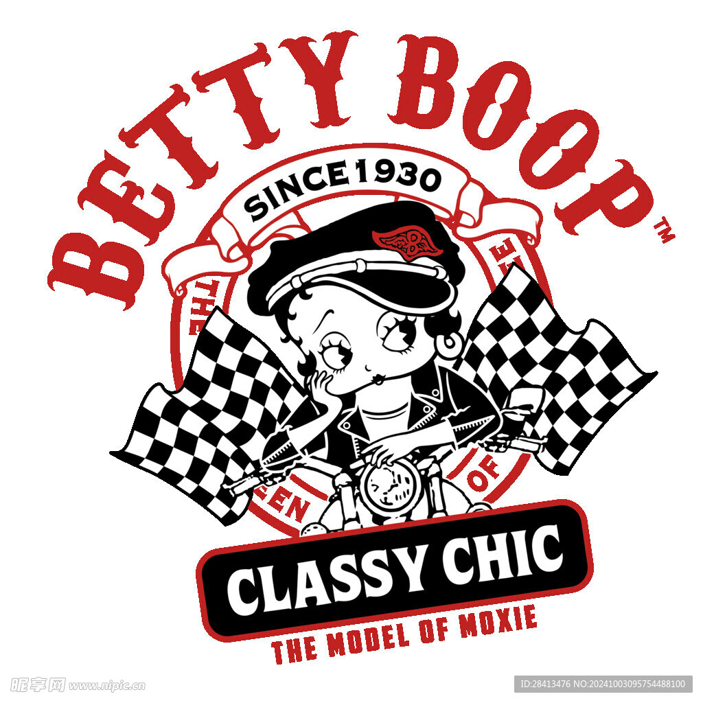 卡通摩托小女孩图案设计